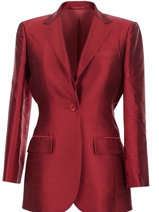 Oscar de la Renta Jackets & Blazers - Vintage Oscar by Oscar de la Renta Tailored Red Shantung Silk Blazer | SIZE 6